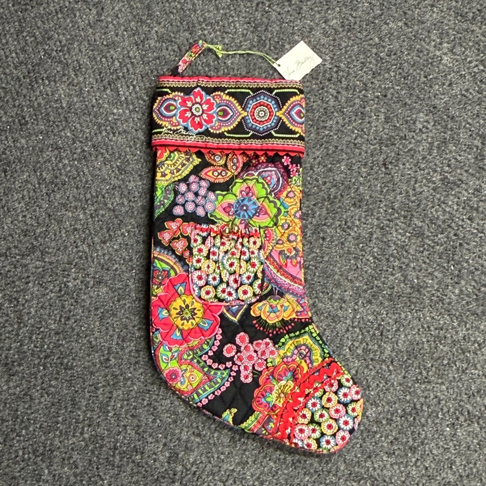 Vera Bradley Christmas Stocking Symphony In Hue Quilted Floral 11062-033 NWT